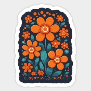 Orange Flowers Hippie Flower Power Retro Sticker